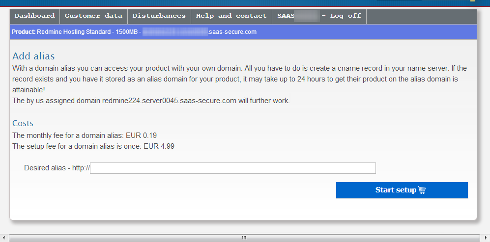 Enter Domain Alias and Order