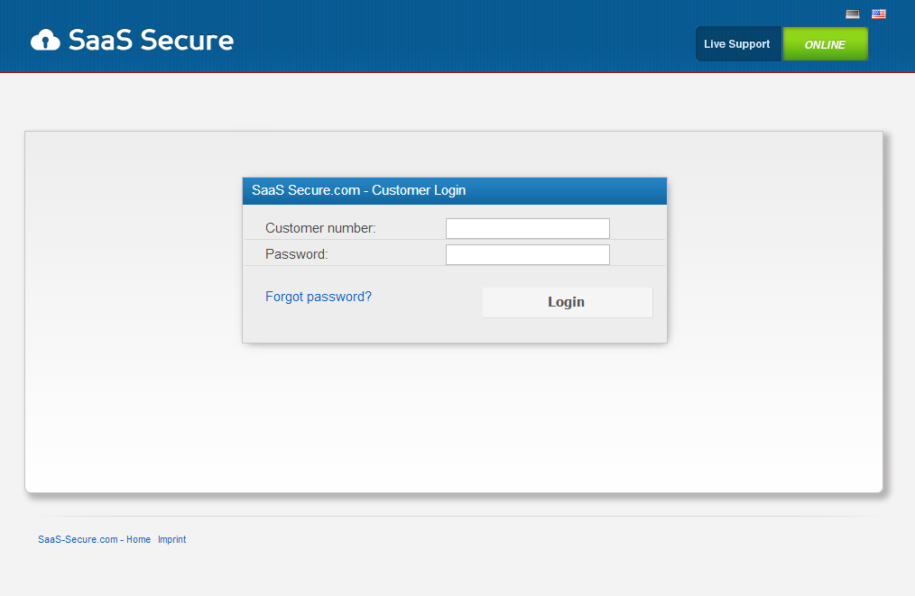 Customer Center Login screen