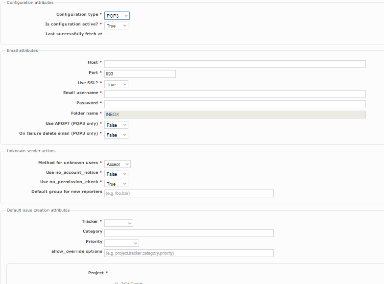 Redmine email fetch plugin configuration