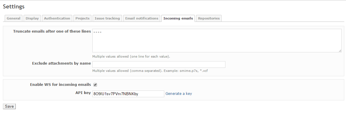 Redmine email configuration
