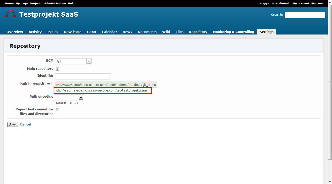 Redmine Git Repository URL