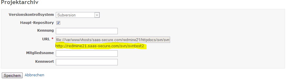 Redmine SVN Repository-URL