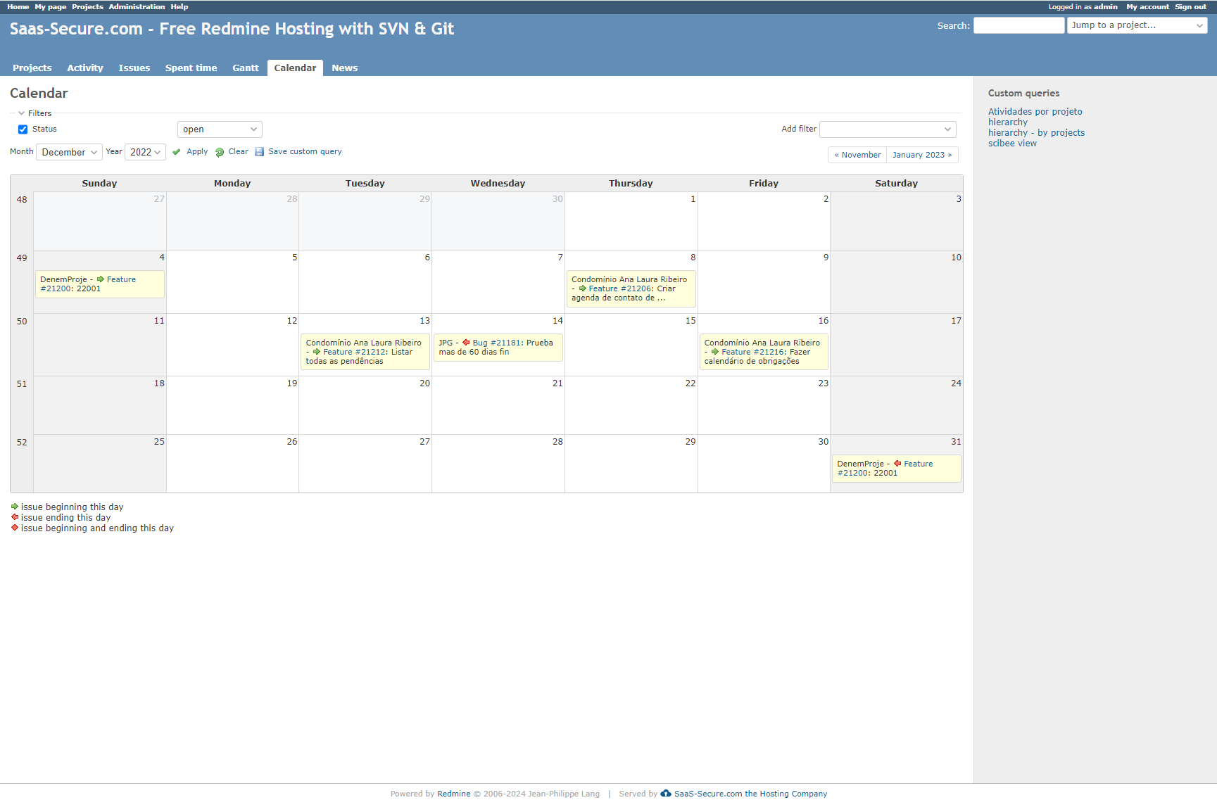Calendar view