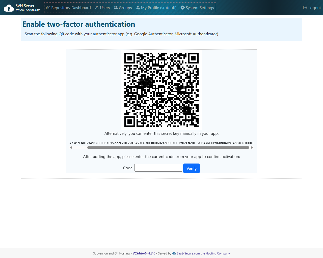 2FA setup with TOTP apps