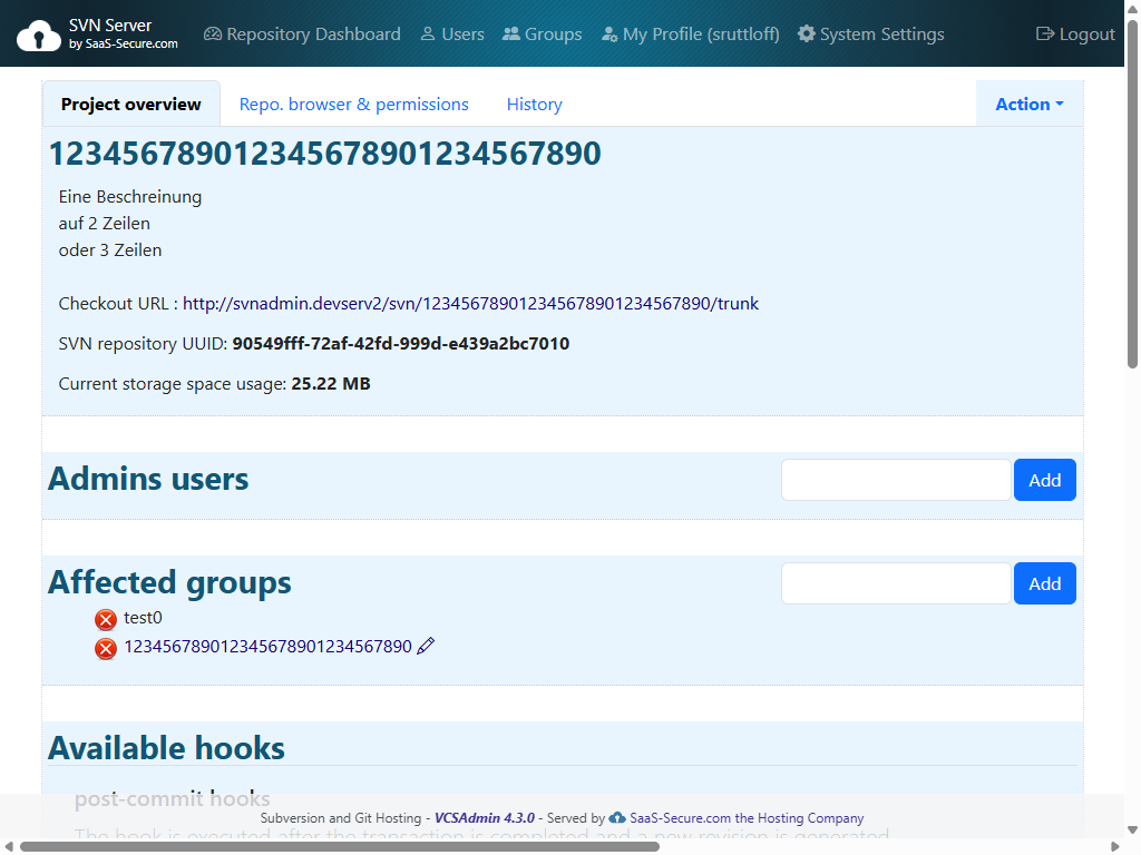 Repository settings overview