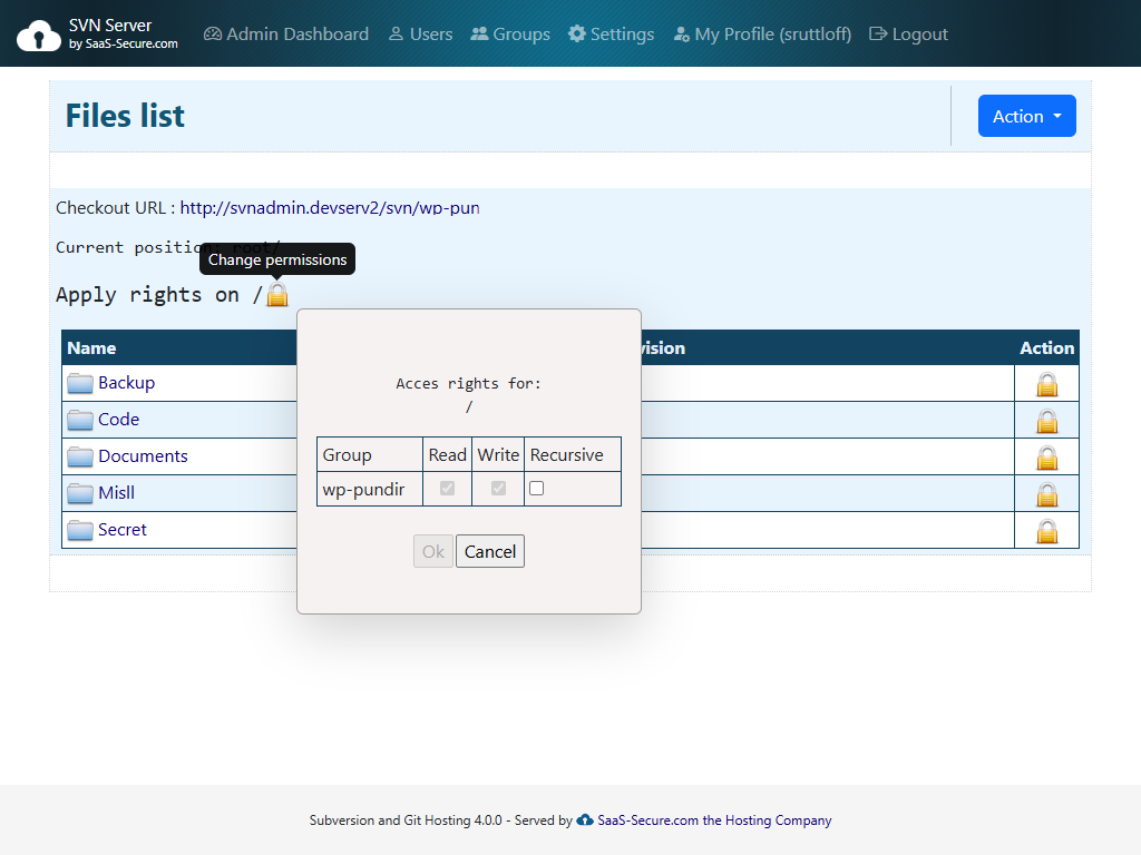 Review repository browser and adjust permissions instantly
