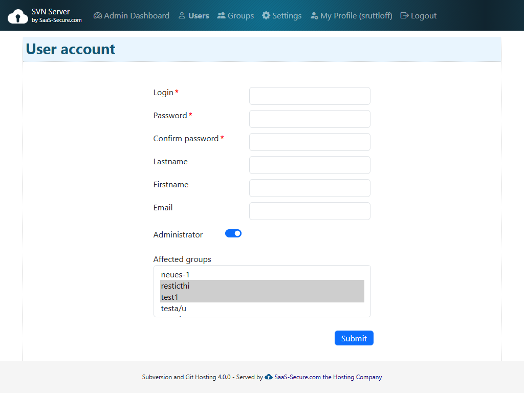 Create users and assign groups without the command line