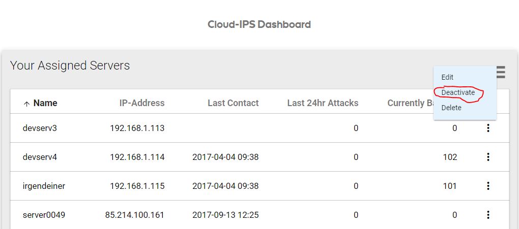 Remove server from Cloud-IPS