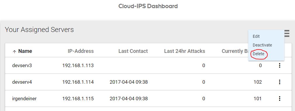 Remove server from Cloud-IPS