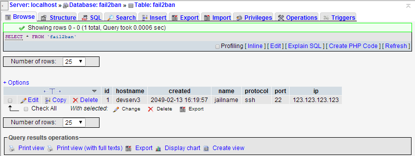 Fail2ban IP store in MySql Database