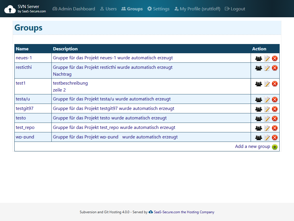 Gruppenübersicht und -verwaltung