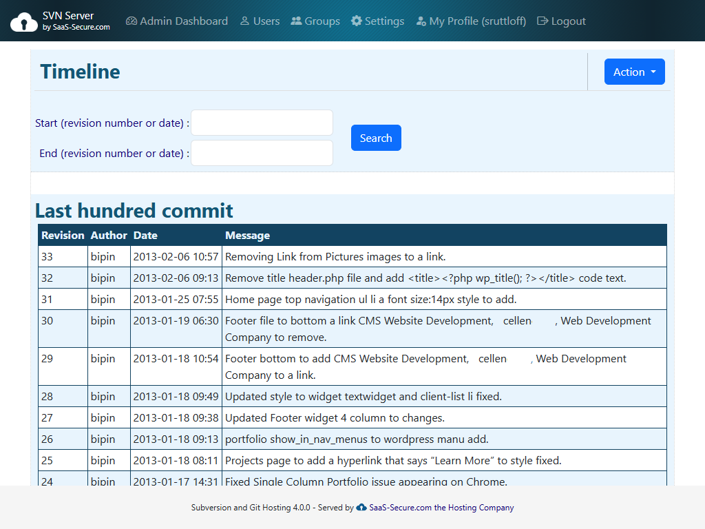 Subversion-Commit-Historie/Timeline
