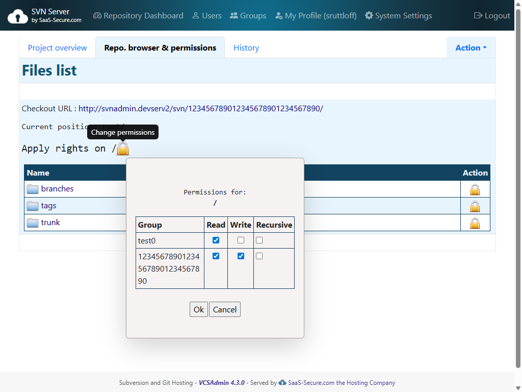 Simple and finely adjustable permission settings for groups.